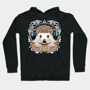 Hedgehog listening to music headphones animal Hoodie